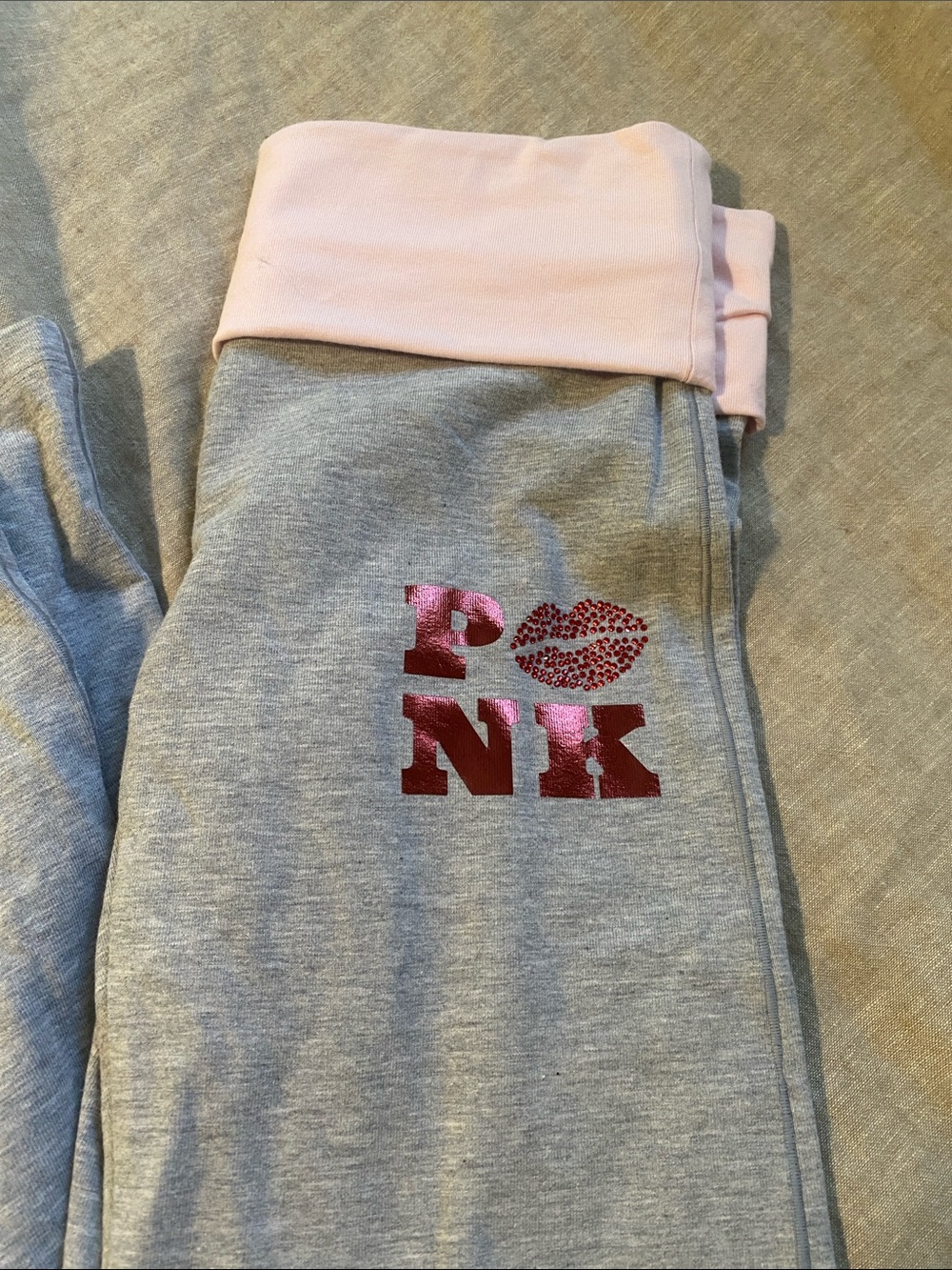 VS Pink fold over flare leggings